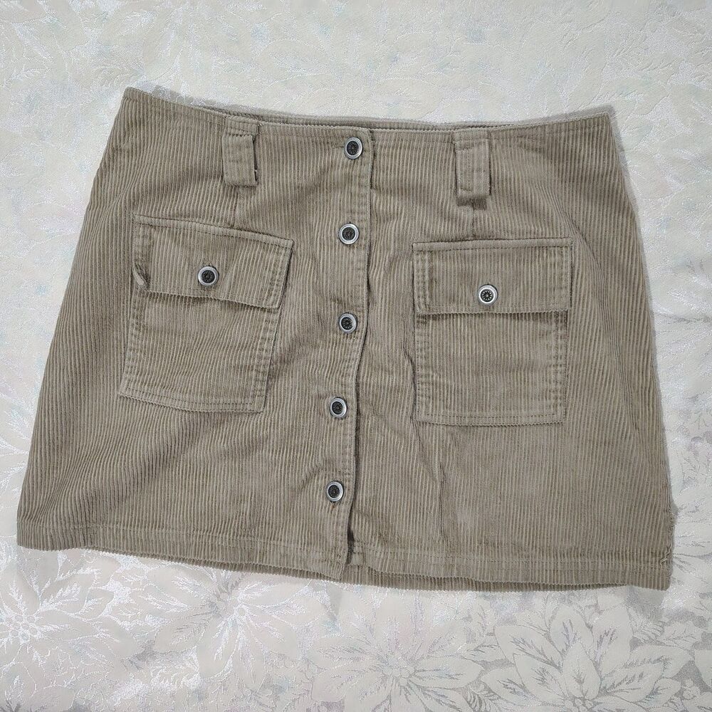 Vintage A Byer Y2K 100% Cotton Button Front Mini Skirt Cargo Utility 11 Junior